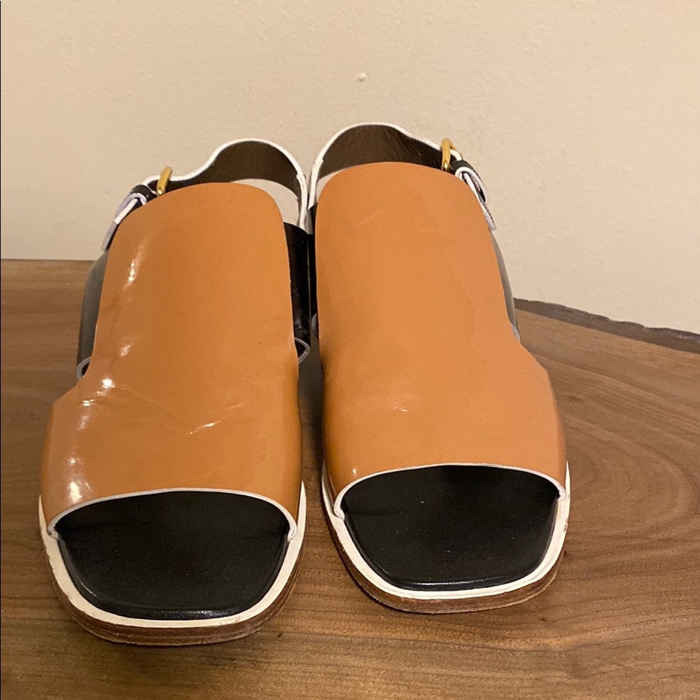 Marni Tan and Black Minimalist Sandals